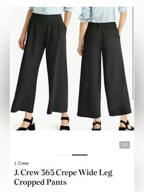 J. Crew Black Wide-Leg Cropped Crepe Pants Size 10 NEW!